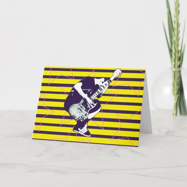 Tarjeta de cumpleaños amarilla Rockin (Anverso)