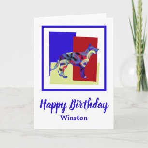 Tarjeta de cumpleaños amarilla roja de Pastor Alem