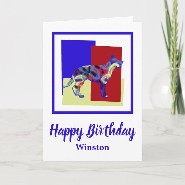 Tarjeta de cumpleaños amarilla roja de Pastor Alem (Anverso)
