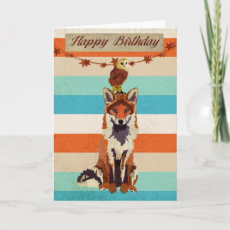Tarjeta de cumpleaños Amber Fox & Owl