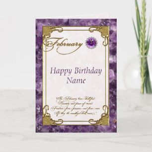 Tarjeta de cumpleaños Amethyst Birthstone de Febre