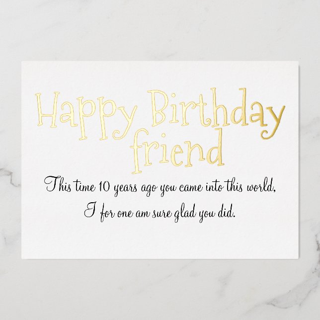Tarjeta de Cumpleaños Amigo de Papel Hojalata (Anverso)