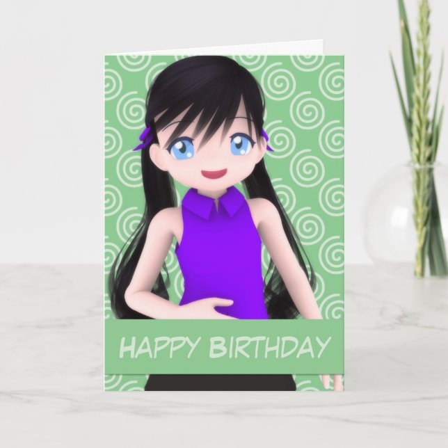 Tarjeta de cumpleaños amistosa del animado (Anverso)