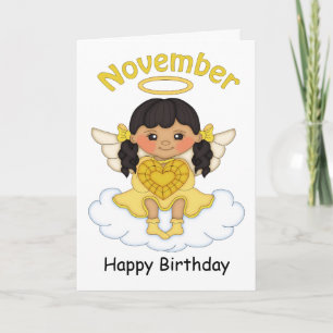 Tarjeta de cumpleaños Angel Black de Noviembre