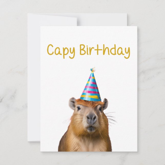 Tarjeta de cumpleaños animal Cute Capybara (Anverso)
