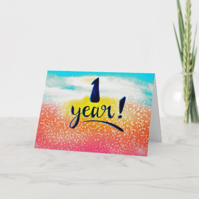 Tarjeta de cumpleaños/aniversario de 1 año de sobr (Anverso)