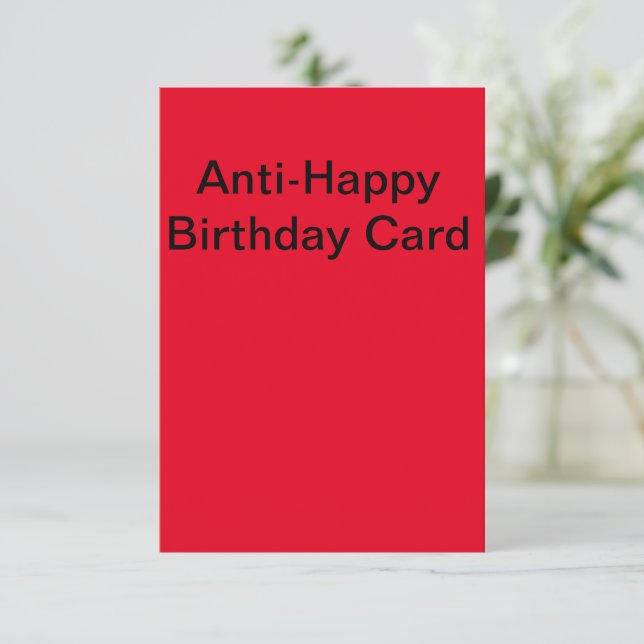 Tarjeta de cumpleaños antifeliz (Anverso de pie)