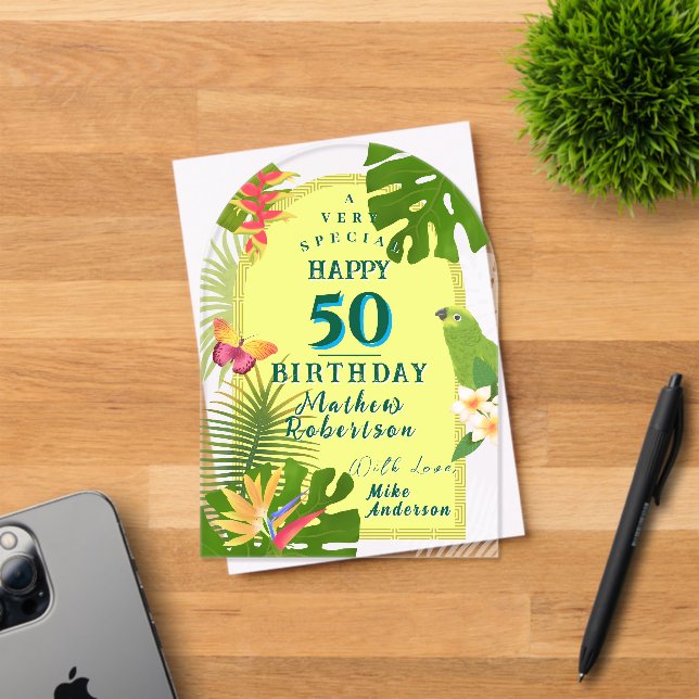 Tarjeta de cumpleaños anual de paraíso tropical (Insitu (Tarjeta de Invitación))
