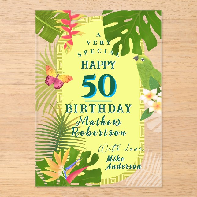 Tarjeta de cumpleaños anual de paraíso tropical (Anverso)