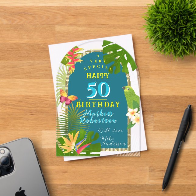 Tarjeta de cumpleaños anual de paraíso tropical (Insitu (Tarjeta de Invitación))