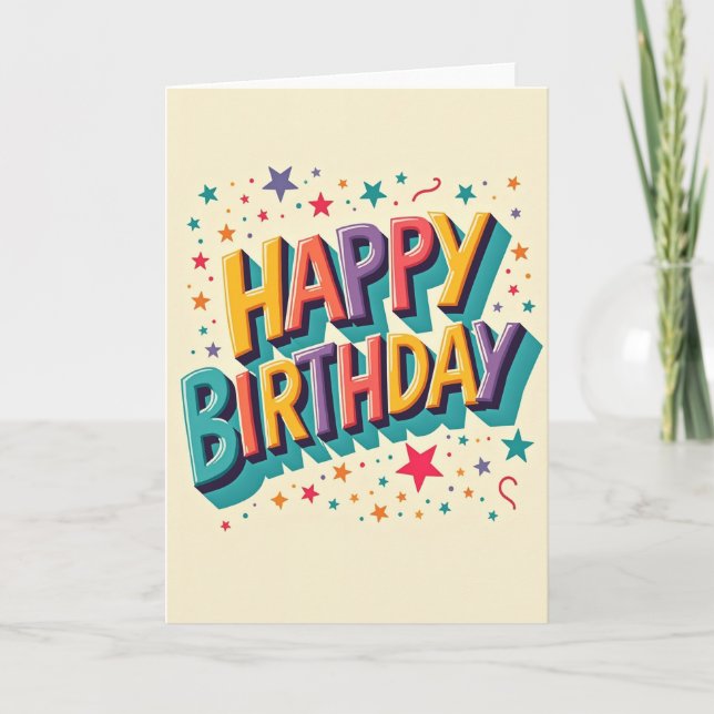 Tarjeta de cumpleaños apilada y colorida (Anverso)