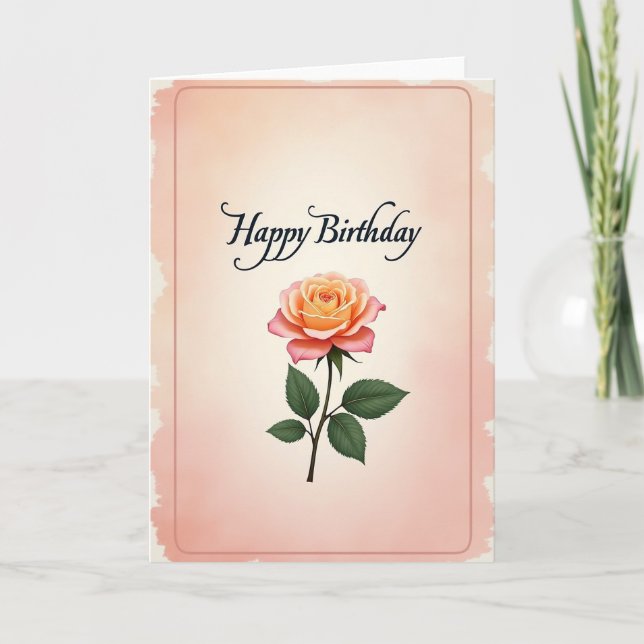 Tarjeta de cumpleaños Apricot Bloom (Anverso)
