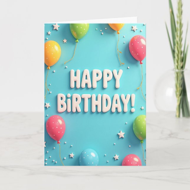 Tarjeta de cumpleaños Aqua 3D (Anverso)