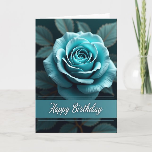 Tarjeta de cumpleaños Aqua Bloom (Anverso)