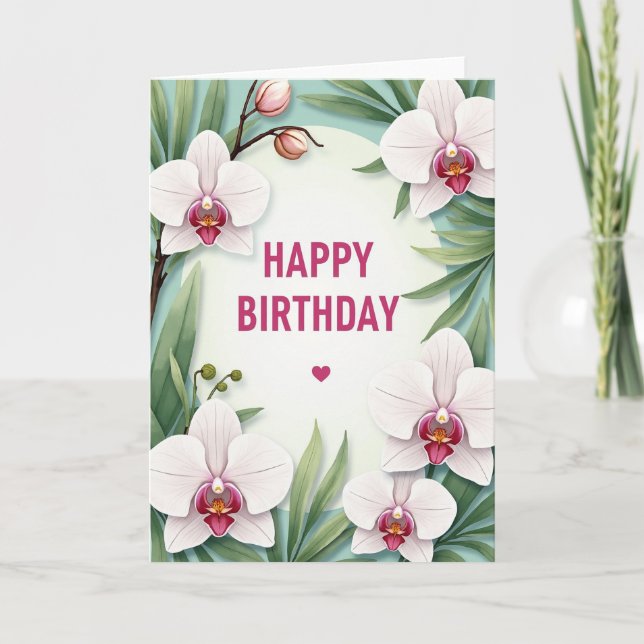 Tarjeta de cumpleaños Aqua Blossom (Anverso)