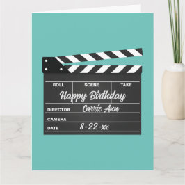 Tarjeta de cumpleaños Aqua de Clapboard de películ