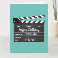Tarjeta de cumpleaños Aqua de Clapboard de películ