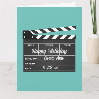 Tarjeta de cumpleaños Aqua de Clapboard de películ