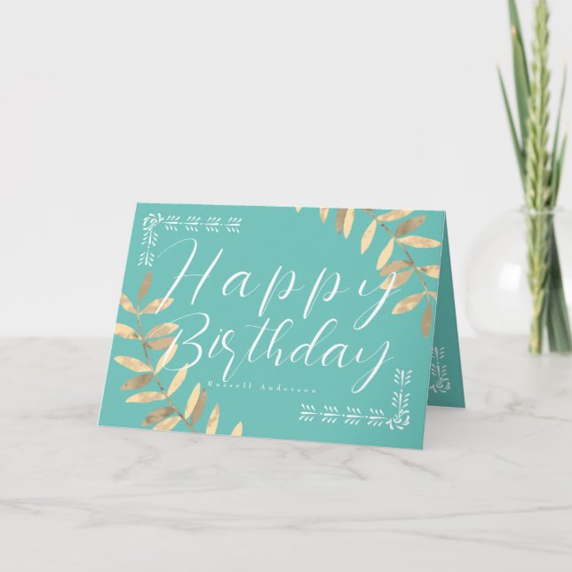 Tarjeta de cumpleaños Aqua minimalista (Anverso)