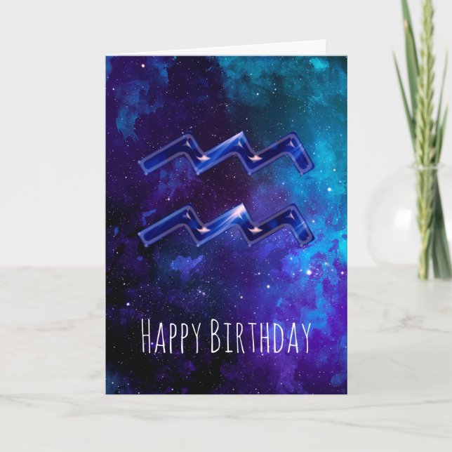 Tarjeta de cumpleaños Aquarius Blue Space (Anverso)