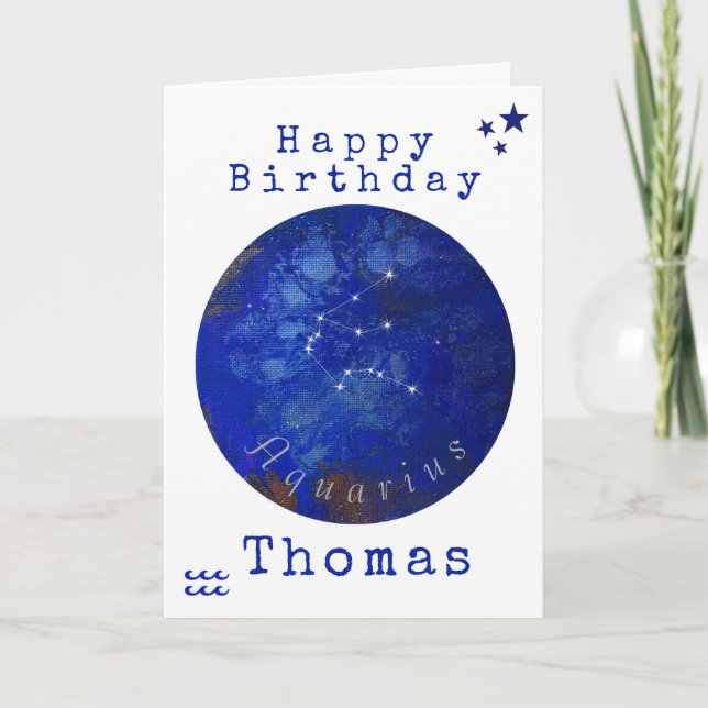 Tarjeta de cumpleaños Aquarius, tarjeta de horósco (Anverso)