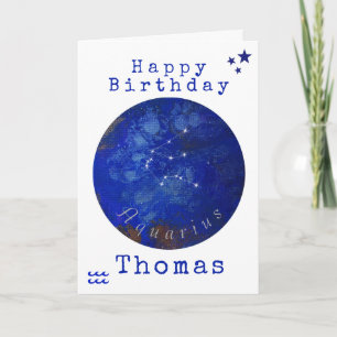 Tarjeta de cumpleaños Aquarius, tarjeta de horósco