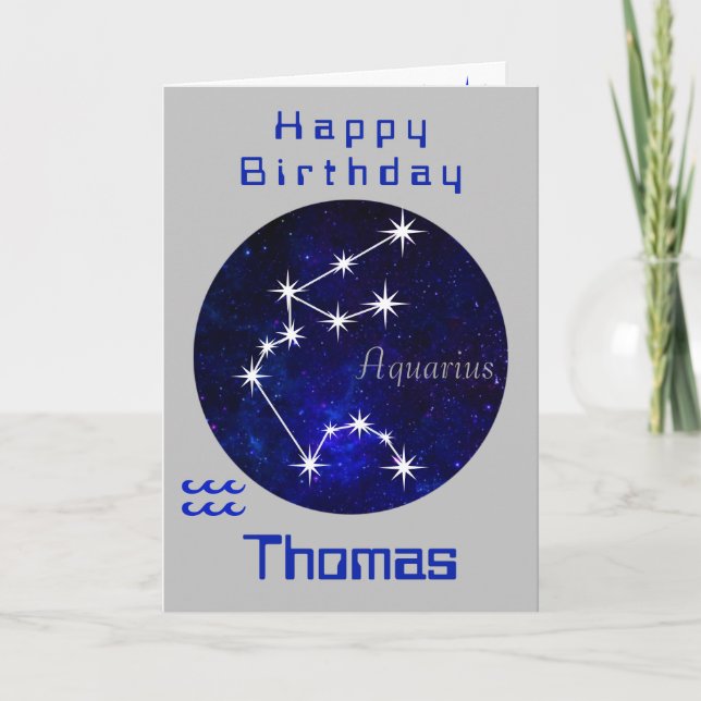 Tarjeta de cumpleaños Aquarius, tarjeta de horósco (Anverso)