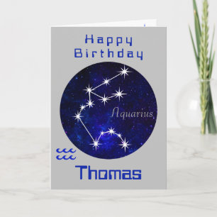 Tarjeta de cumpleaños Aquarius, tarjeta de horósco