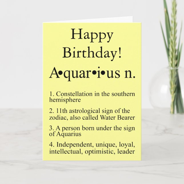 Tarjeta de cumpleaños Aquarius Zodiac (Anverso)