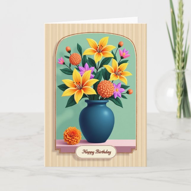 Tarjeta de cumpleaños Arched Blossom (Anverso)