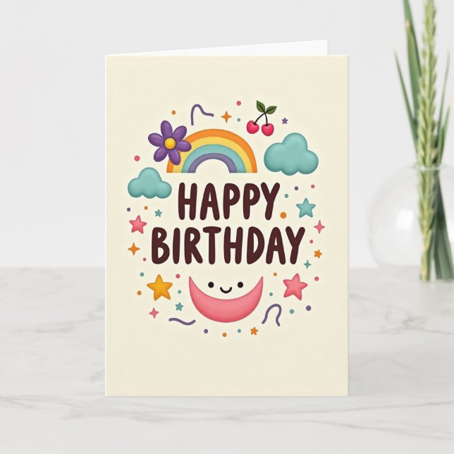 Tarjeta de cumpleaños arcoíris (Anverso)