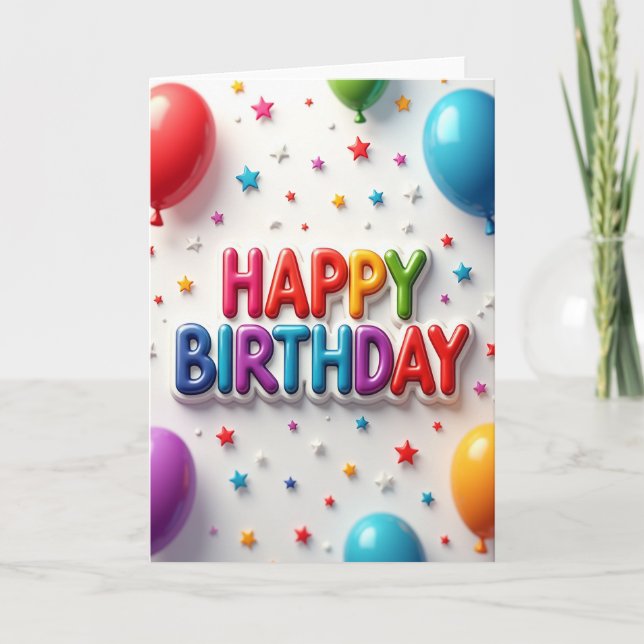 Tarjeta de cumpleaños arcoíris alegre (Anverso)