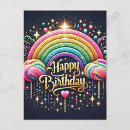 Tarjeta de cumpleaños - arcoíris con brillo