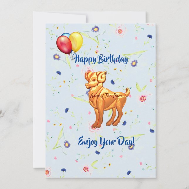 Tarjeta de cumpleaños Aries (21 de marzo - 19 de a (Anverso)