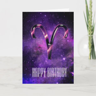 Tarjeta de cumpleaños Aries de Purple Space