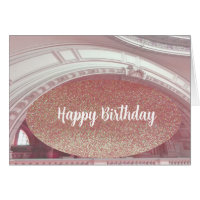 Tarjeta de cumpleaños arquitectónica con brillo fa