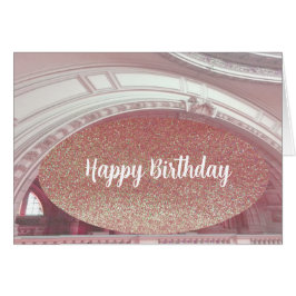 Tarjeta de cumpleaños arquitectónica con brillo fa