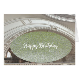 Tarjeta de cumpleaños arquitectónica con brillo fa