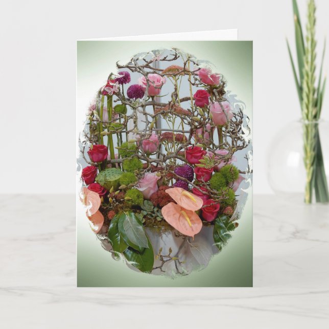 Tarjeta de cumpleaños - Arreglo floral (Anverso)