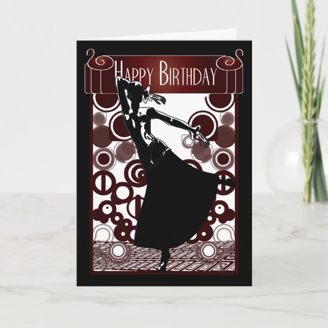 Tarjeta de cumpleaños Art Deco Roaring 20 (Anverso)