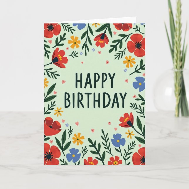 Tarjeta de cumpleaños Artistic Bloom (Anverso)