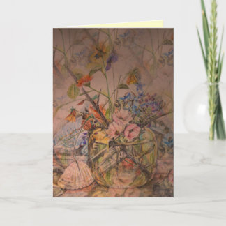 Tarjeta de cumpleaños artística con vida de flor