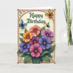 Tarjeta de cumpleaños artística enmarcada