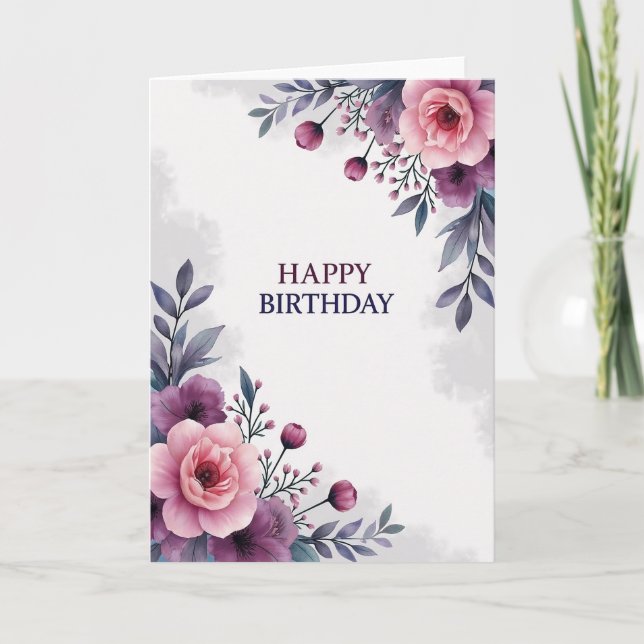 Tarjeta de cumpleaños Artística Flor de Pink Bloom (Anverso)