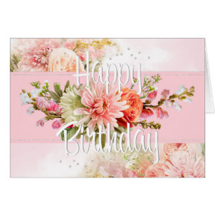 Tarjeta de cumpleaños artística floral
