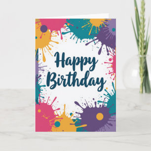 Tarjeta de cumpleaños artística y colorida