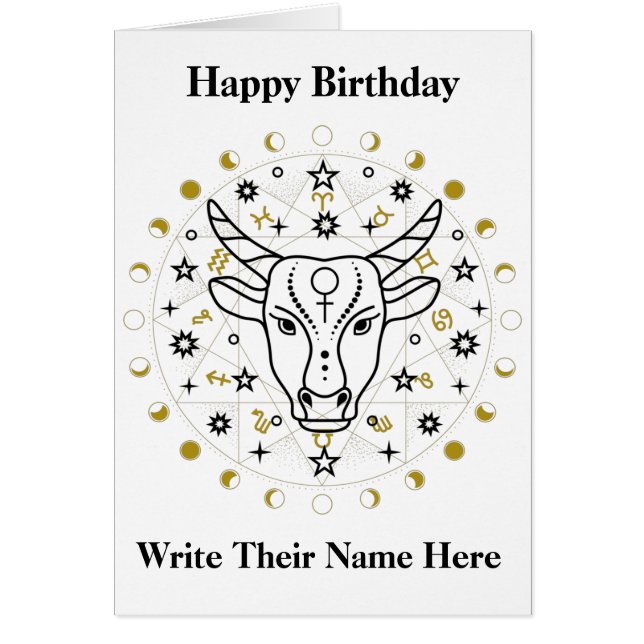 Tarjeta de cumpleaños Astrología Taurus Abril 20-M (Frente)