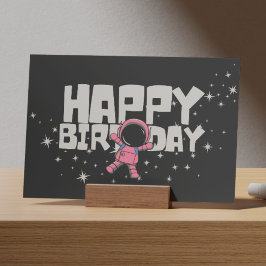 Tarjeta de cumpleaños astronauta espacial feliz cu