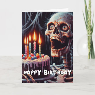 Tarjeta de cumpleaños aterradora un esqueleto una