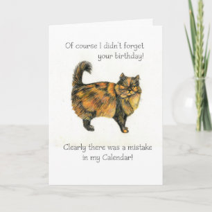 Tarjeta de cumpleaños atrasada - gato tabby marrón